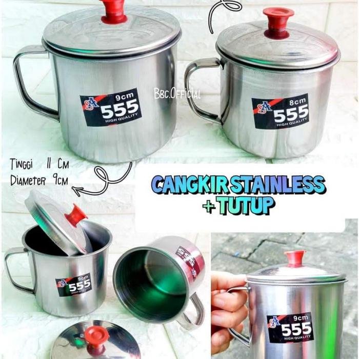 Mug + Tutup Stainless 9cm