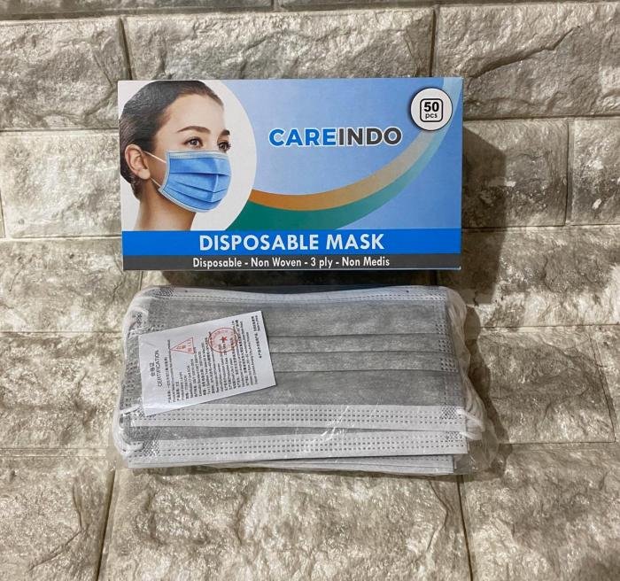Masker Medis 3ply Abu tanpa dus