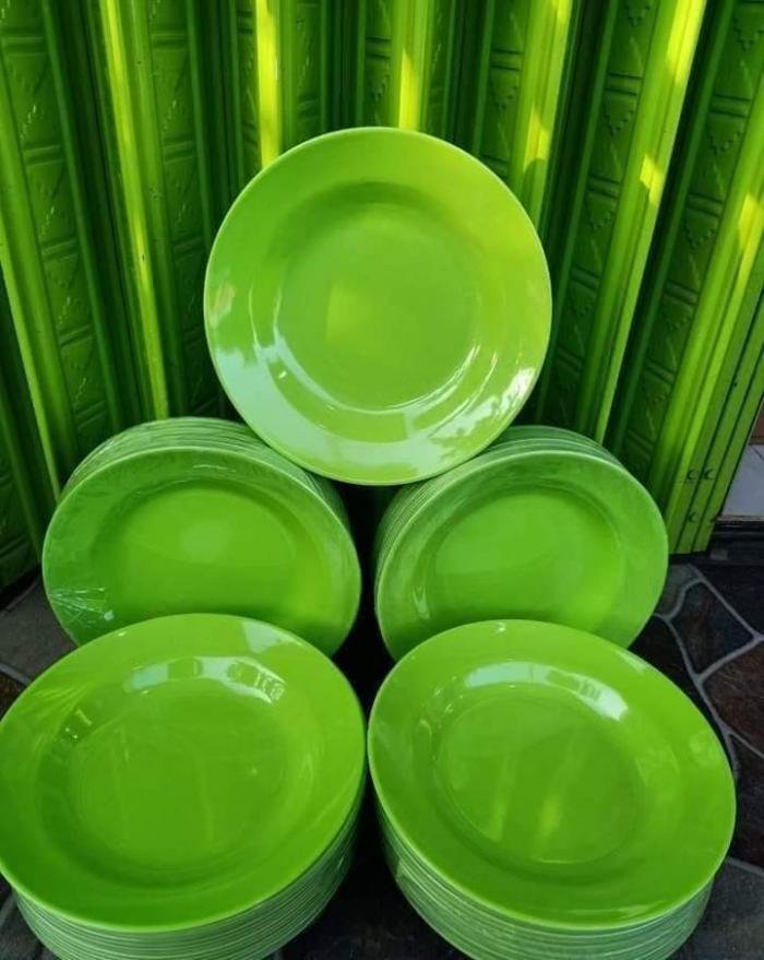 Piring Melamin Bulat Hijau/lusin
