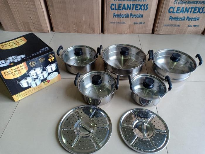 Panci Set + Steamer dus hitam