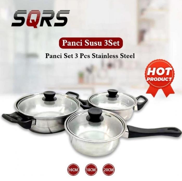 Panci Set Stainless 3pcs
