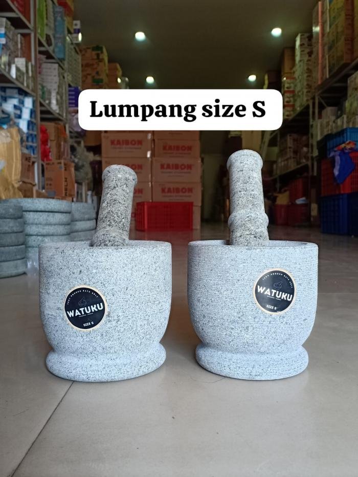 Lumpang + Alu Batu Asli Size Kecil