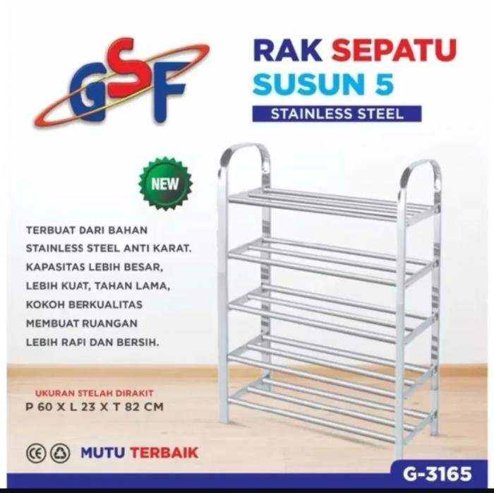 Rak Sepatu Stainless Jumbo GSF 3165 (5Susun)