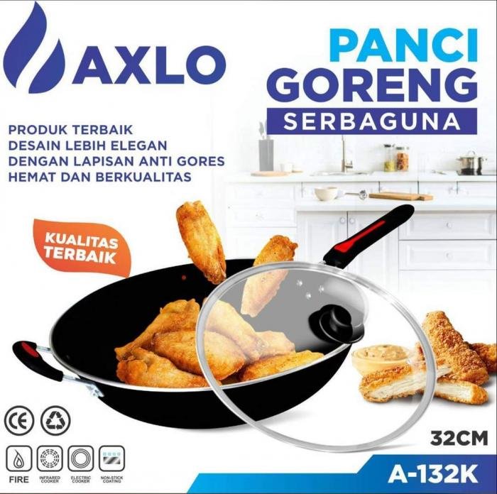Panci Goreng Tutup Kaca Axlo 132K. a, D.