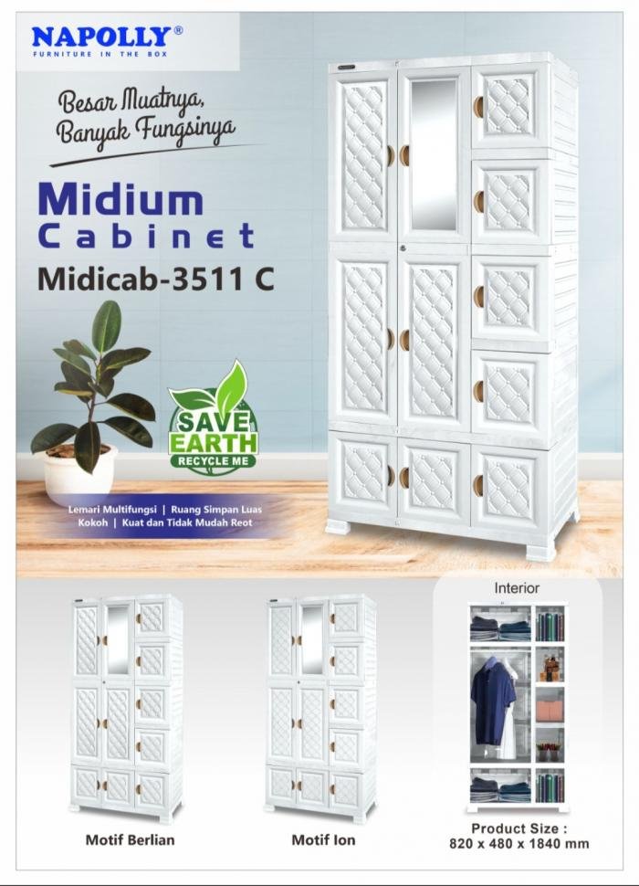 Lemari Napolly Midicab 3511C (Cermin) Berli Puma