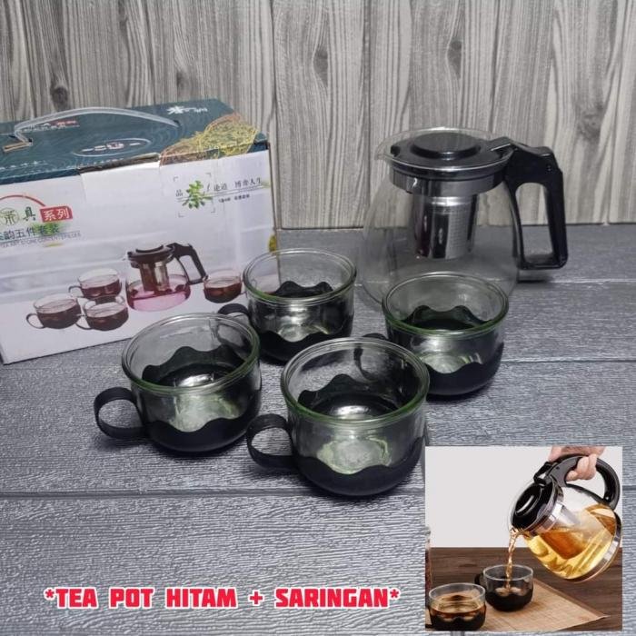 Tea Pot Hitam Saringan