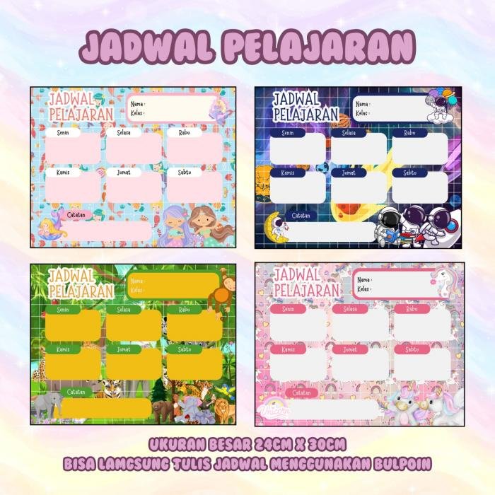Tabel Jadwal Pelajaran