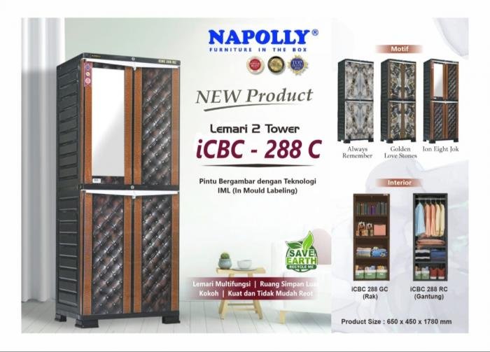 Lemari Napolly 2tower iCBC-288 RC (Rak Cermin)