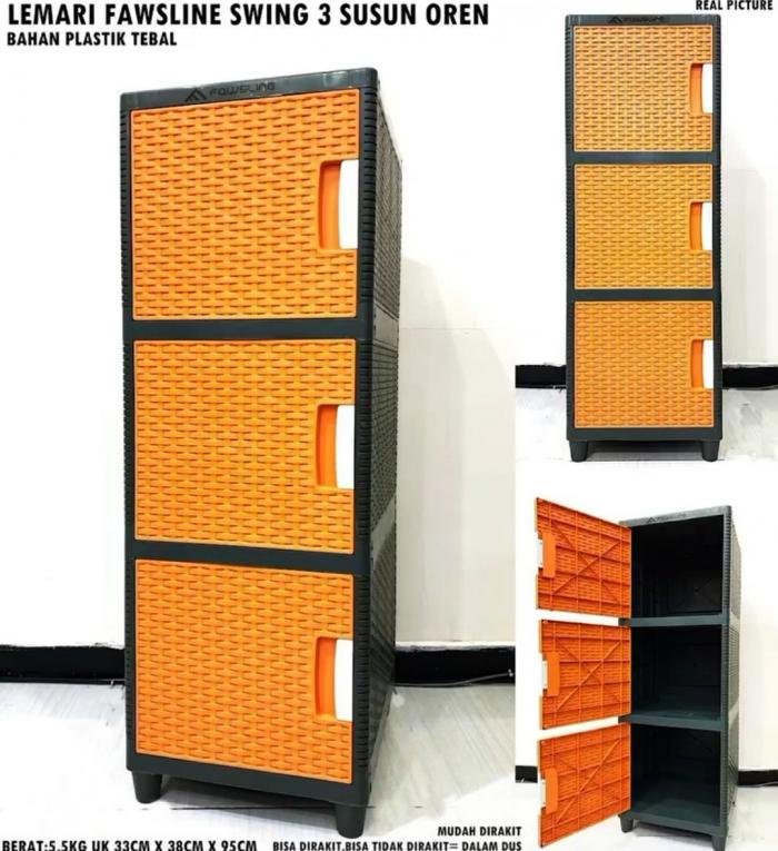 Lemari Cabinet Fawsline Body Abu 3Susun 333-3