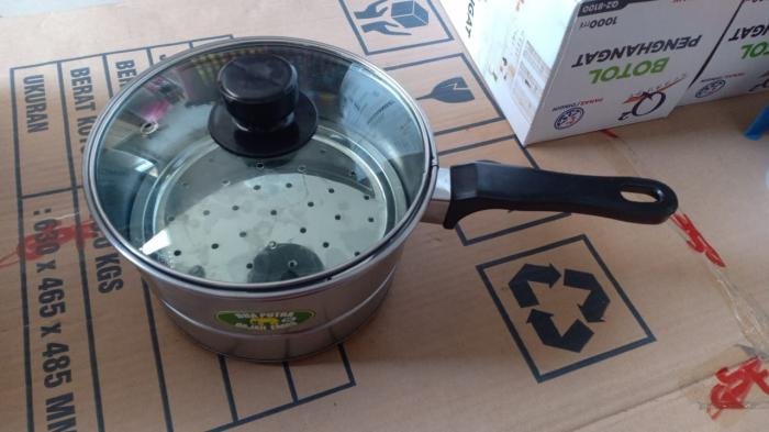 Panci susu tutup kaca + steamer