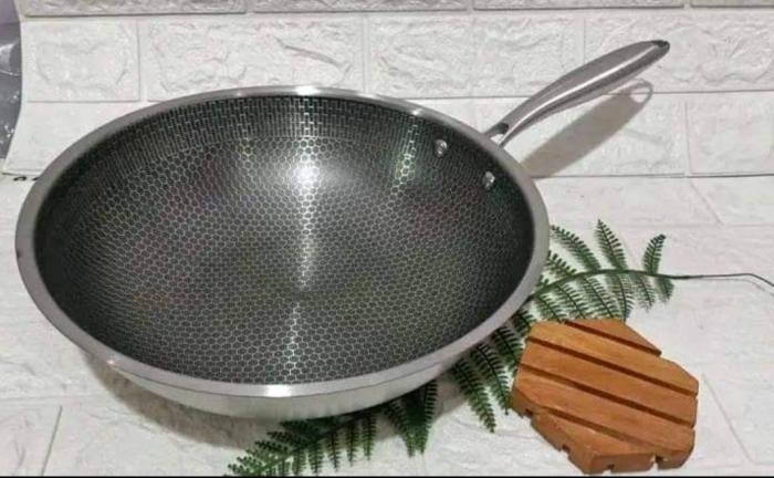 Wajan Gagang Stainless Laba laba Wok Pan