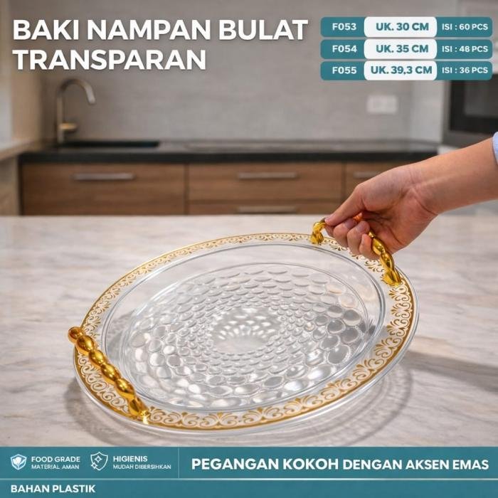 Nampan Transparan Pelet Emas Kecil