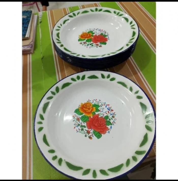 Piring Enamel Bunga 6pcs