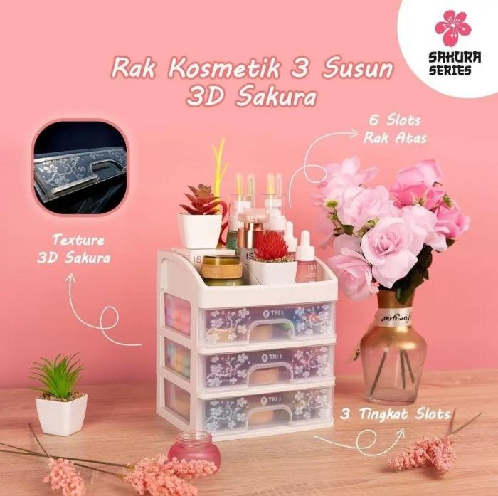 Rak Kosmetik Laci Tri J Sakura 3D