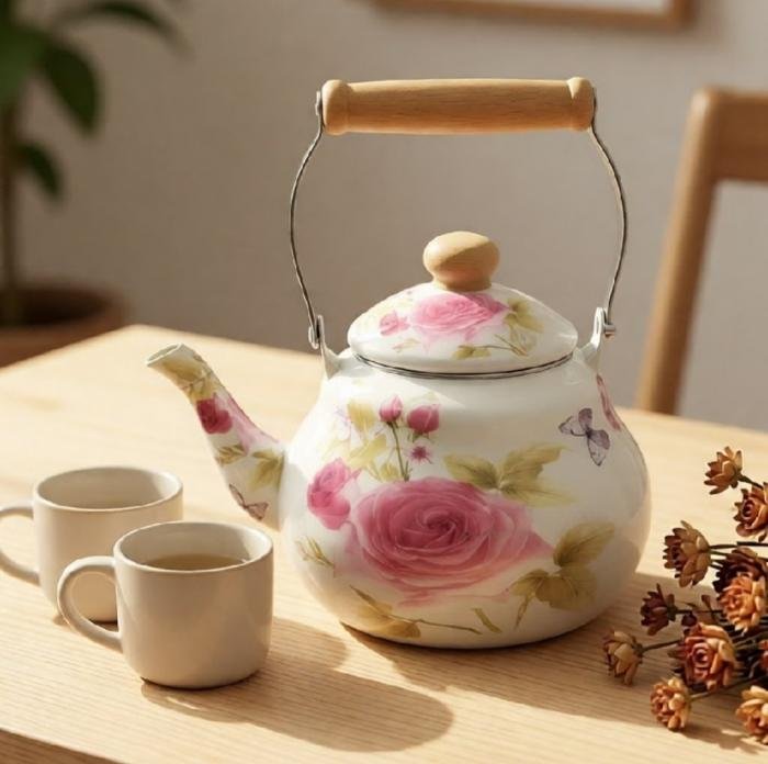 Teko Enamel Bunga Indisah