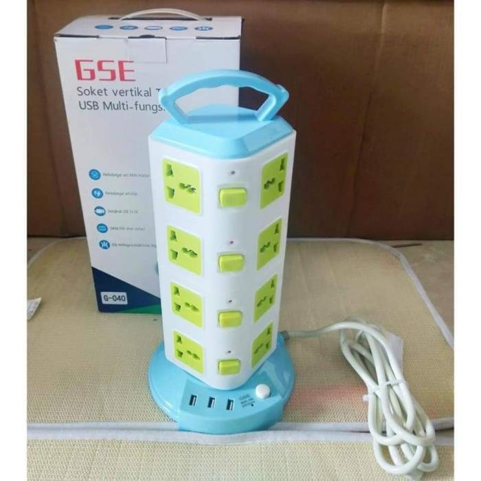 Stop Kontak Vertikal Tiga USB 040 GSE 4layer. g,